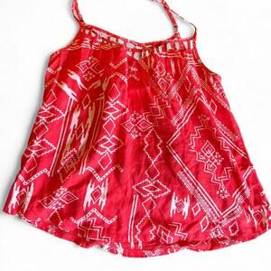Red and white rayon billabong top